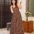 Brown floral printed rayon anarkali gown