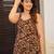 Brown floral printed rayon anarkali gown