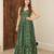 Green floral printed rayon anarkali gown
