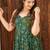 Green floral printed rayon anarkali gown