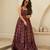Purple floral printed rayon anarkali gown