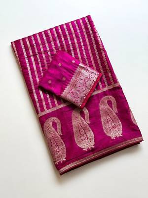 Pink Color Jaqurad Weveing Work Satin Saree 3