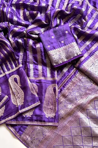 Purple Color Jaqurad Weveing Work Satin Saree