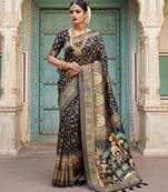 Black Color Jacquard Weaving  Work Silk Blend Saree