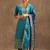 Turquoise jaquard silk embroidery sequence work kurta pant set with dupatta