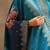 Turquoise jaquard silk embroidery sequence work kurta pant set with dupatta