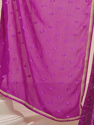 Pink ombre georgette embroiderey sequence work anarkali suit set with dupatta 4