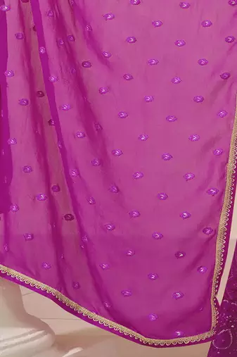 Pink ombre georgette embroiderey sequence work anarkali suit set with dupatta