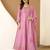 Lightpink art silk embroidery sequence work anarkali kurta pant set with dupatta