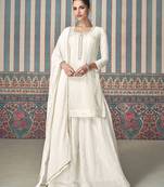 White white georgette embroidery with sequence work kurta palazzo dupatta set