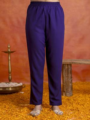 Purple georgette embroidery sequence work anarkali kurta pant dupatta set 5