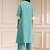 Turquoise georgette embroidery sequence work anarkali kurta pant dupatta set