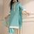 Turquoise georgette embroidery sequence work anarkali kurta pant dupatta set