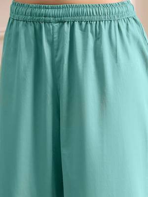 Turquoise georgette embroidery sequence work anarkali kurta pant dupatta set 5