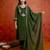Darkgreen art silk beads embroidery with sequence work kurta pant set with dupatta