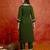 Darkgreen art silk beads embroidery with sequence work kurta pant set with dupatta
