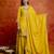 Yellow art silk embroidery sequence work kurta pant dupatta set for women