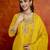 Yellow art silk embroidery sequence work kurta pant dupatta set for women