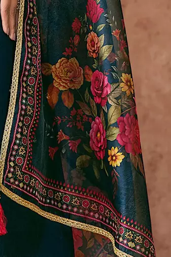 Morpeach cotton silk embroidery sequence work kurta pant dupatta set for women