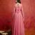Peach satin embroidery sequence work anarkali salwar suit set with dupatta