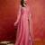 Peach satin embroidery sequence work anarkali salwar suit set with dupatta