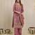 Darkpeach art silk beads embroidery work kurta palazzo set with dupatta