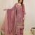 Darkpeach art silk beads embroidery work kurta palazzo set with dupatta