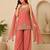 Orange art silk embroidery beads work straight kurta palazzo suit set with dupatta