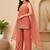 Orange art silk embroidery beads work straight kurta palazzo suit set with dupatta