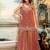Orange satin beads embroidery work kurta palazzo suit set with dupatta