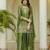 Green satin beads embroidery work kurta palazzo set with dupatta