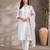 White cotton embroidery work kurta pant set with dupatta for women