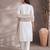 White cotton embroidery work kurta pant set with dupatta for women