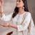 White cotton embroidery work kurta pant set with dupatta for women