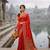 Red Color Embroidery And Jaqurad Weaving Work Silk Blend Saree