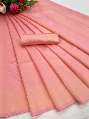 Pink Silk Blend Banarasi Saree Unstitched Clothing 7