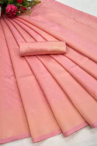pink silk blend banarasi saree with unstitched blouse piece