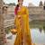 Mustard Color Embroidery And Jaqurad Weaving Work Silk Blend Saree