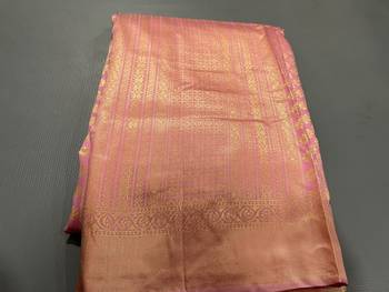 Pink Silk Blend Banarasi Saree Unstitched Clothing 8