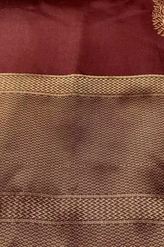 Maroon silk blend banarasi saree with unstitched blouse piece