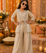 Regal ivory wedding sharara suit with bits and embroidered work
