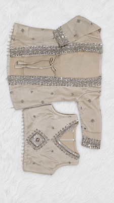 Regal ivory wedding sharara suit with bits and embroidered work 3
