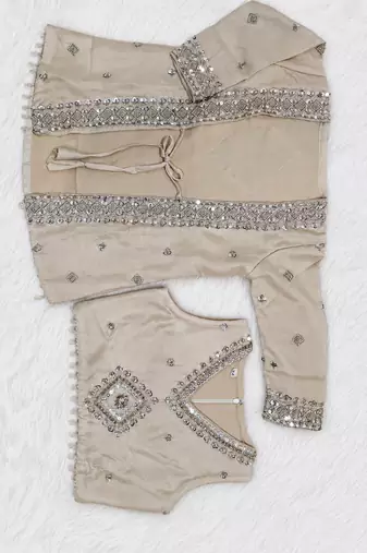 Regal ivory wedding sharara suit with bits and embroidered work
