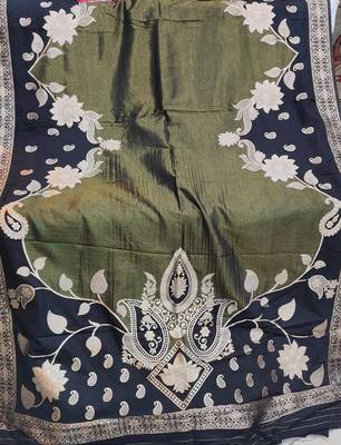 Black Color Floral Zari Weaving Work Tissue Saree 4