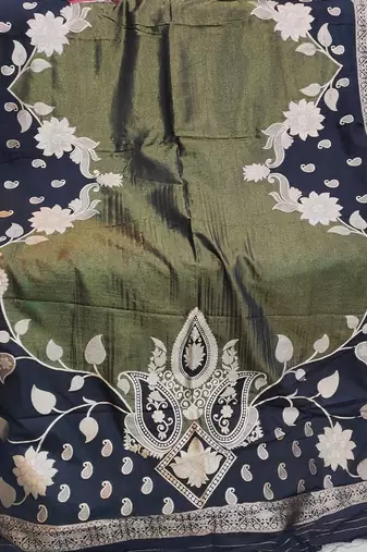 Black Color Floral Zari Weaving Work Tissue Saree