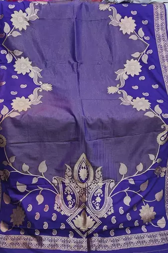 Purple Color Floral Zari Weaving Work Tissue Saree