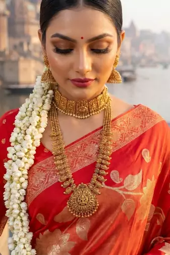 Red Color Floral Zari Weaving Work Tissue Saree