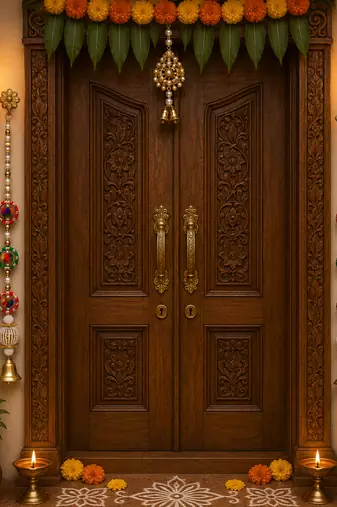 handmade decorative multicolour gota beads hanging for decorationbell hanging for diwali decoration (pack of 2)