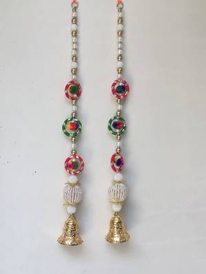 handmade decorative multicolour gota beads hanging for decorationbell hanging for diwali decoration (pack of 2) 3