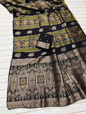 Black Color Jaqurad Weaving Work Georgette Saree 1